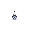 Heart sterling silver mini dangle with blue crystal and blue enamel