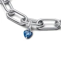 Heart sterling silver mini dangle with blue crystal and blue enamel