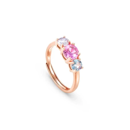 Anillo Nomination Colour Wave Plata Baño Oro Rosa y 3 Circonitas Multicolor 149833/011