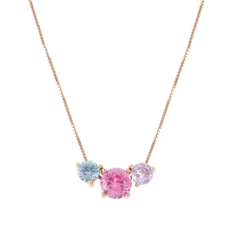 Gargantilla Nomination Colour Wave Plata Baño Rosa y 3 Circonitas Multicolo 149839/011