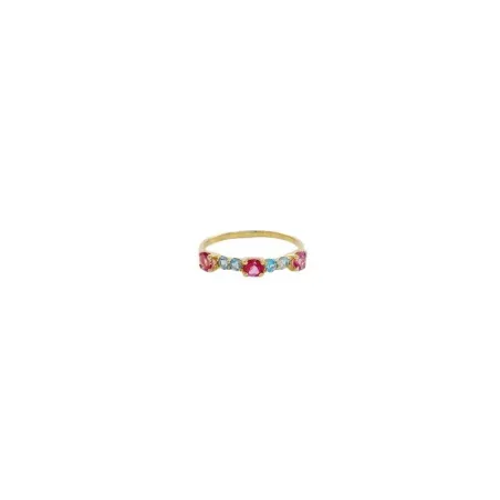 Anillo Oro Amarillo 18Kt y Circonitas Rosa y Azul 05512175S