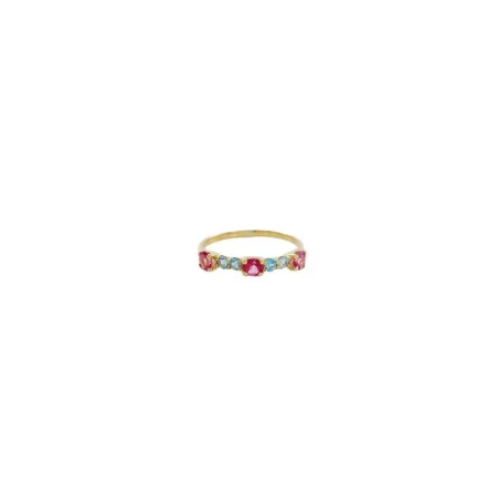 Anillo Oro Amarillo 18Kt y Circonitas Rosa y Azul 05512175S