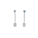 Pendientes Colgantes Oro blanco y Circonitas Blancas y Aguamarina 05510586PFB