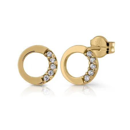 Pendientes Círculo Oro Amarillo 18Kt y Circonitas Blancas 64111076P