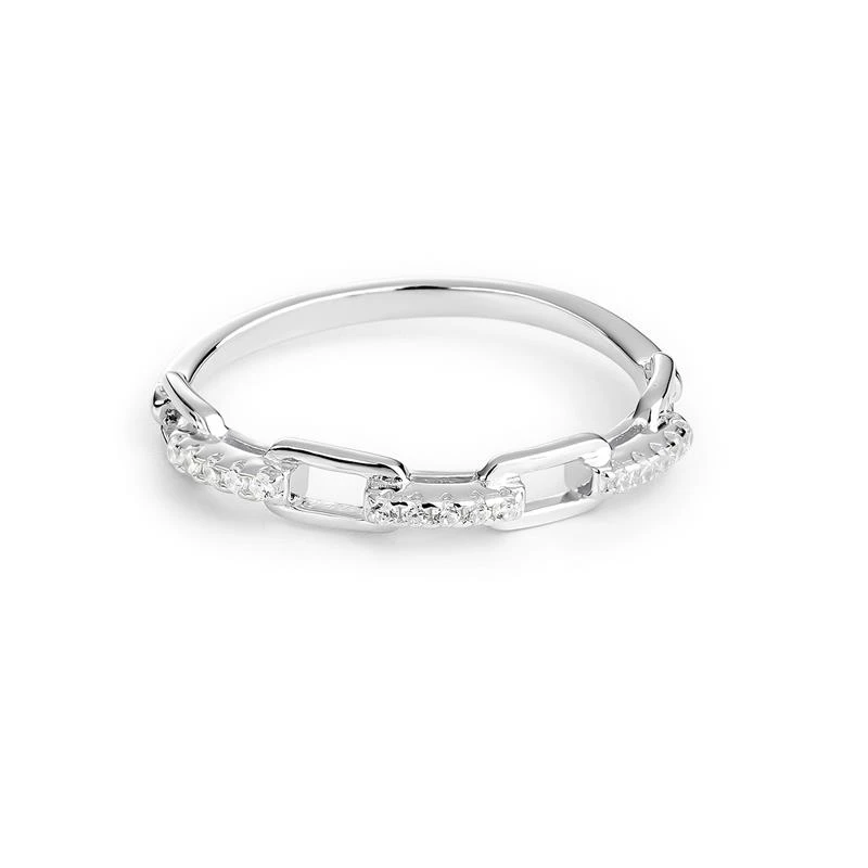 Anillo Itemporality Join Eslabones Plata Baño Rodio y Circonitas Blancas SRN-101-107