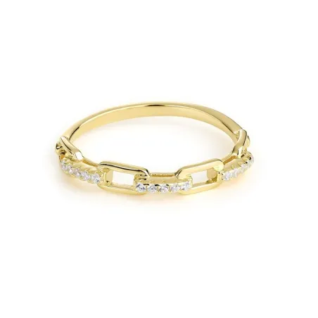 Anillo Itemporality Join Eslabones Plata Baño oro y Circonitas Blancas SRN-201-107