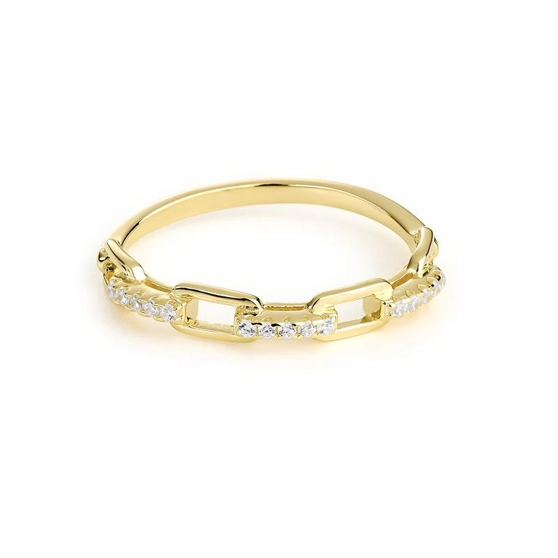 Anillo Itemporality Join Eslabones Plata Baño oro y Circonitas Blancas SRN-201-107