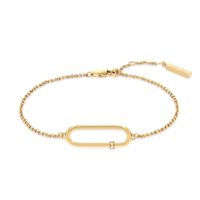 Pulsera Calvin Klein Elongated Oval Acero Inoxidable Baño Oro y Cristales 35000184