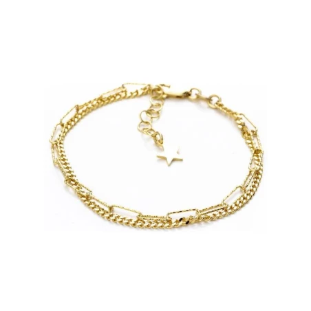 Pulsera Itemporality Plata Baño Oro Doble Cadena y Estrella SBR-200-076-UU