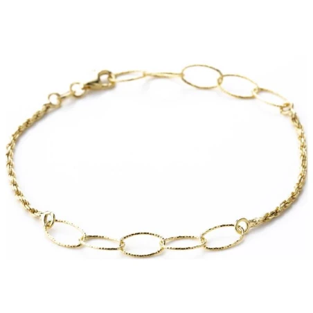 Pulsera Itemporality Plata Baño Oro Cadena Soga y Eslabones ovalados SBR-200-099-UU