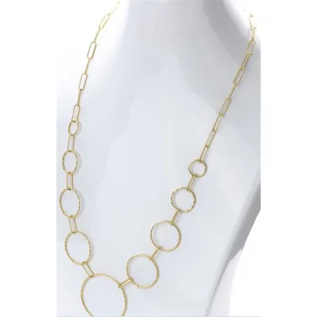 Collar Itemporality Anello Plata Baño Oro Eslabones Redondos y Rectangulares SNL-200-104-UU