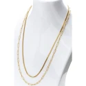 Collar Itemporality Anello Doble Cadena Plata Baño Oro Eslabones Cubanos y Rectangulares SNL-200-107-UU
