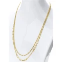 Collar Itemporality Anello Doble Cadena Plata Baño Oro Eslabones Largos, Cortos y Rectangulares SNL-200-110-UU