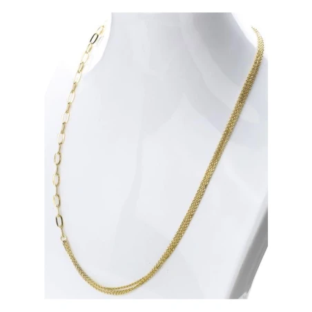 Collar Itemporality Anello Triple Cadena Plata Baño Oro Eslabones redondos y ovalados SNL-200-114-UU