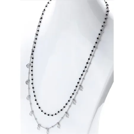 Collar Itemporality Fábula Plata Bolitas, Lunas y Onix Negro SNL-102-105-UU
