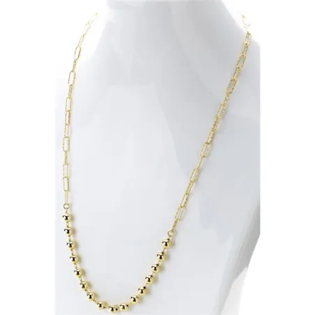Collar Itemporality Fábula Plata Baño Oro Eslabones Rectangulares y Esferas SNL-200-128-UU