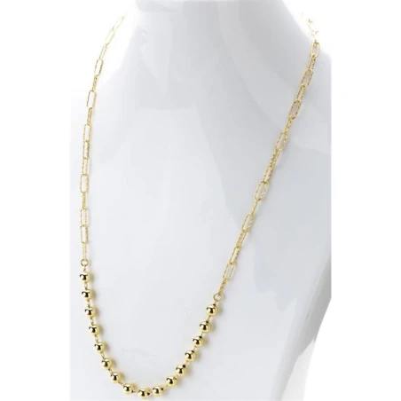 Collar Itemporality Fábula Plata Baño Oro Eslabones Rectangulares y Esferas SNL-200-128-UU
