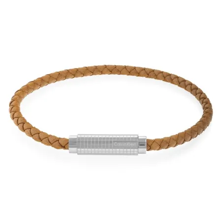 Pulsera Calvin Klein Modern Grid Hombre Cuero Marrón Trenzado y Acero Inoxidable 35000422
