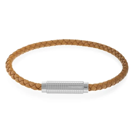 Pulsera Calvin Klein Modern Grid Hombre Cuero Marrón Trenzado y Acero Inoxidable 35000422