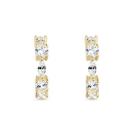 Pendientes Itemporality Semi Aro Plata Baño Oro Amarillo y Circonitas Blancas SEA-201-346-UU