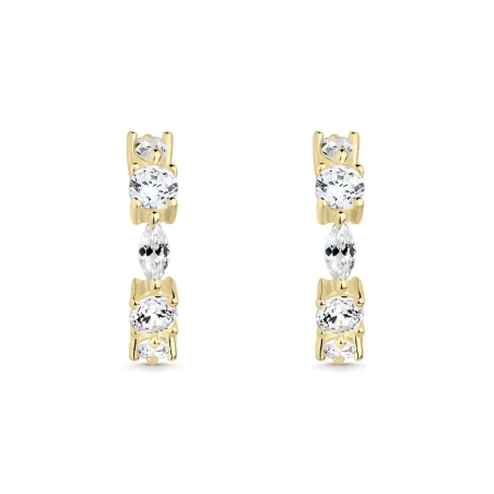 Pendientes Itemporality Semi Aro Plata Baño Oro Amarillo y Circonitas Blancas SEA-201-346-UU