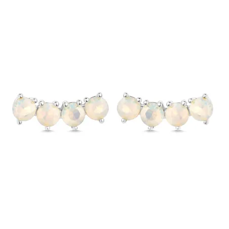 Pendientes Itemporality Plata Baño Rodio y 4 Ópalos Blancos SEA-119-334-UU