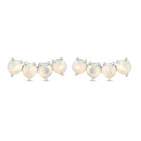 Pendientes Itemporality Plata Baño Rodio y 4 Ópalos Blancos SEA-119-334-UU