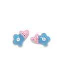 Pendientes Agatha Ruiz de la Prada Corazón y Flor Plata y Esmalte Azul y Rosa 020LOVE