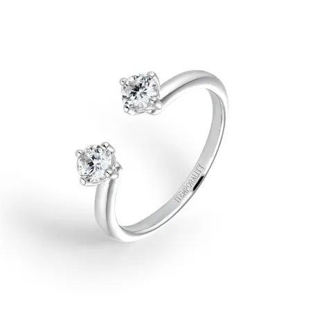 Anillo Abierto Itemporality Dalia Plata Baño Rodio y Circonitas Blancas SRN-101-128