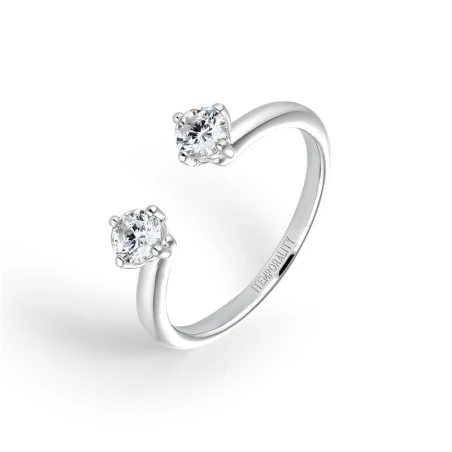 Anillo Abierto Itemporality Dalia Plata Baño Rodio y Circonitas Blancas SRN-101-128