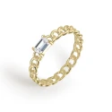 Anillo Itemporality Join Eslabones Plata Baño Oro y Circonita Rectangular SRN-201-119