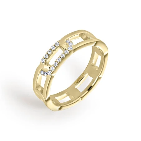 Anillo Itemporality Join Eslabones Plata Baño Oro y Circonitas Blancas SRN-201-121