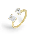 Anillo Abierto Itemporality Dalia Plata Baño Oro y Circonitas Blancas SRN-201-129