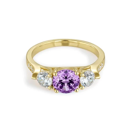 Anillo Itemporality Dalia Plata Baño Oro y circonitas Blancas y Amatista SRN-204-117