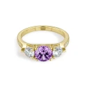 Anillo Itemporality Dalia Plata Baño Oro y circonitas Blancas y Amatista SRN-204-117