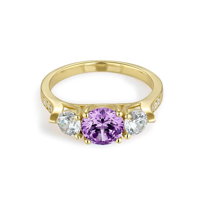 Anillo Itemporality Dalia Plata Baño Oro y circonitas Blancas y Amatista SRN-204-117