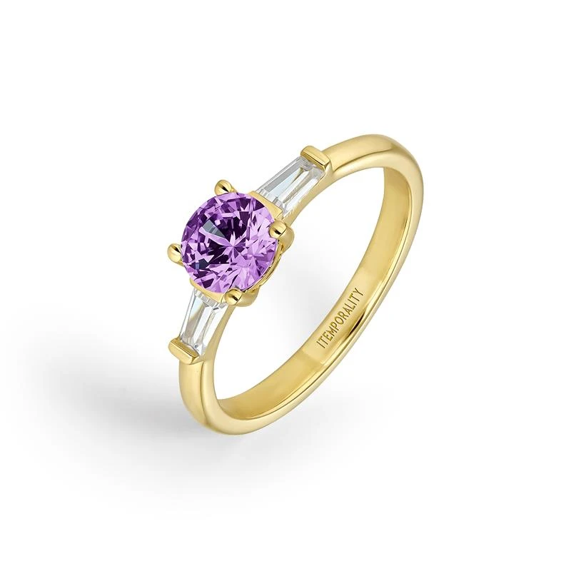 Anillo Itemporality Dalia Plata Baño Oro y Circonitas Blancas y Amatista SRN-204-118