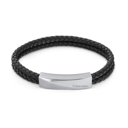 Pulsera Calvin Klein Cuero Trenzado Negro y Acero Inoxidable 35000097