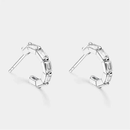 Pendientes Itemporality Prisma Aro Plata y Circonitas Rectangulares SEA-101-358-UU
