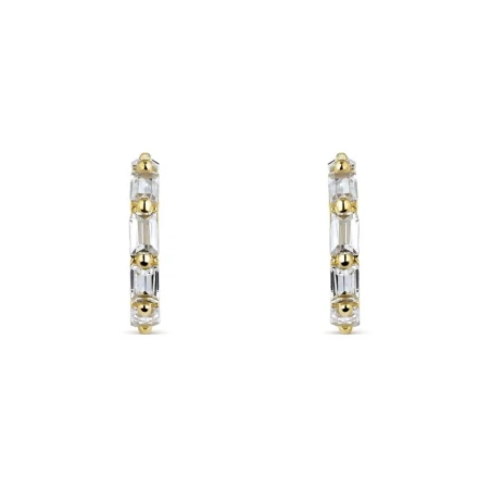Pendientes Itemporality Prisma Aro Plata Baño Oro y Circonitas Rectangulares SEA-201-358-UU