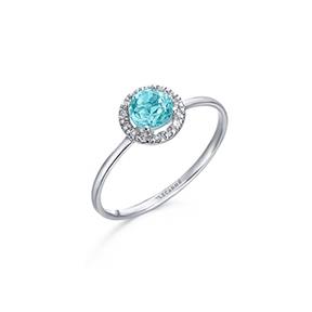 Anillo Le Carré Ocean Oro Blanco, Diamantes y Topacio Azul GA121OB