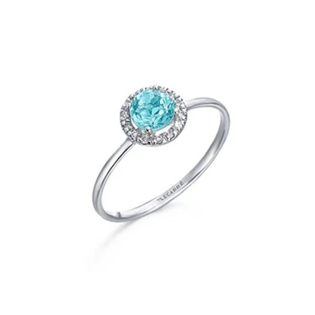 Anillo Le Carré Ocean Oro Blanco, Diamantes y Topacio Azul GA121OB