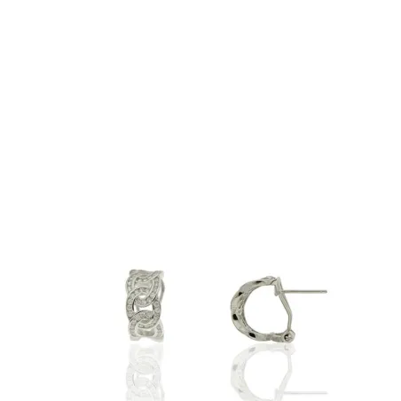 Pendientes Círculos Central Calado Circonitas Omega 15X7Mm Rd