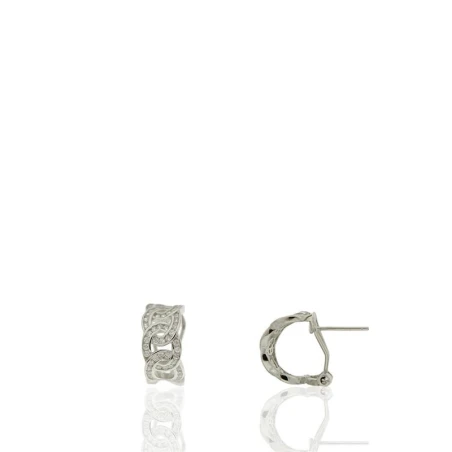 Pendientes Círculos Central Calado Circonitas Omega 15X7Mm Rd