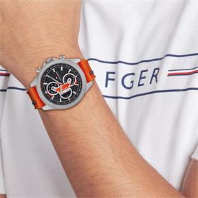 Reloj Tommy Hilfiger Clark Hombre Naranja Plateado y Gris Multifunción 1792084 2
