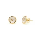 Pendientes botón círculo talla S con baño de oro 18K de Basic (Light Silk)