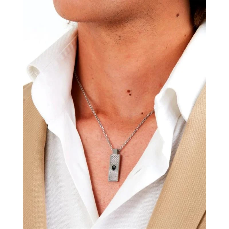 Collar Maserati Iconic Hombre Acero Inoxidable Plateado JM423AVD20