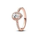 Anillo Pandora Halo Brillante Corte Pera Baño Rosado 182835C01