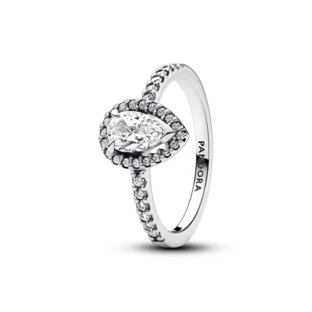Anillo Pandora Halo Brillante Corte Pera Plata 192835C01