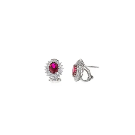 Pendientes Salvatore Legacy Plata Baño Rodio y Circonitas blancas y Rubí 136A0682